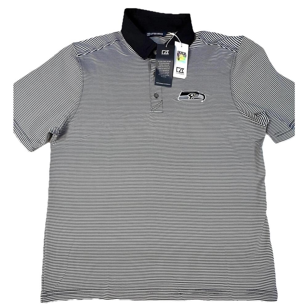 Cutter & Buck Men’s NFL Seattle Seahawks Stripes Polo Medium NWT - Picture 3 of 5